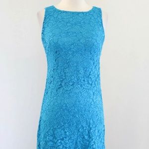 Lauren Ralph Lauren Womens Blue Floral Lace Sleeveless Dress Size 4